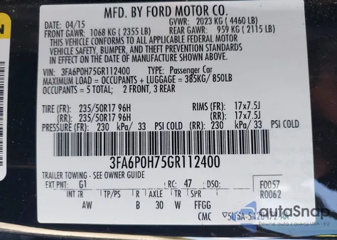 2016 Ford Fusion Se z USA, uszkodzony, nr VIN 3FA6P0H75GR112400